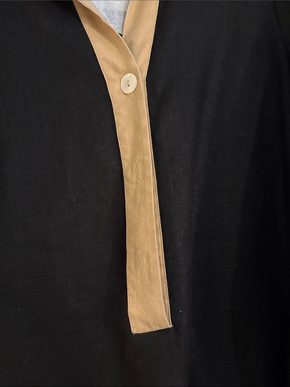 Tuckernuck Black Mini Dress with Tan and White Trim - Picture 2 of 6